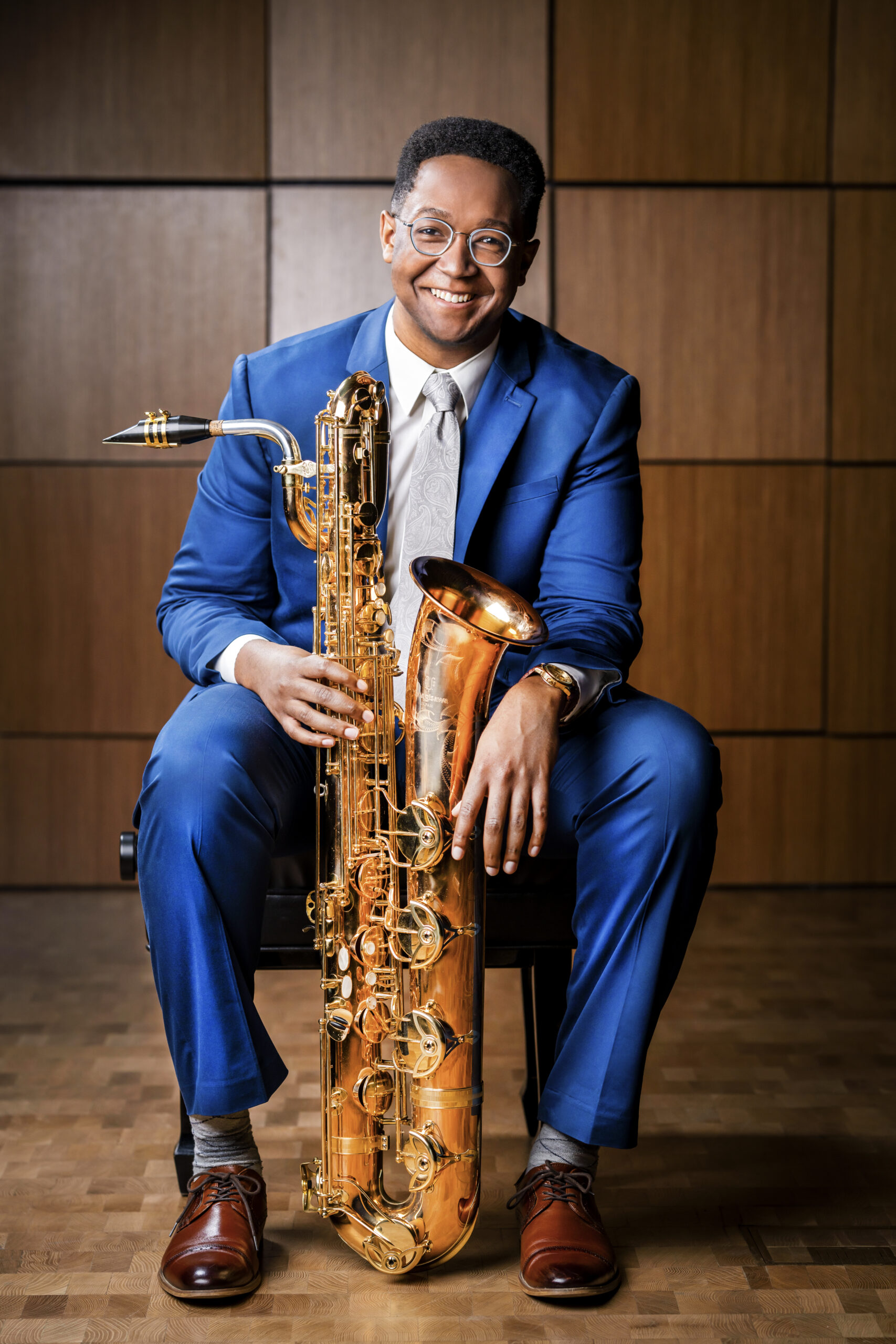 Stephen Banks with his saxophone